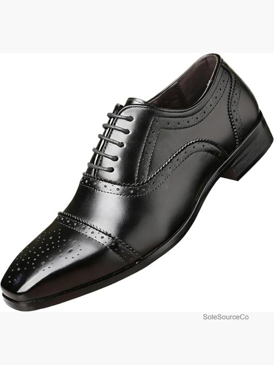 Men\'s Leather Lace Up Cap Toe Brogue Oxfords Dress Shoes Classic Business main image 7
